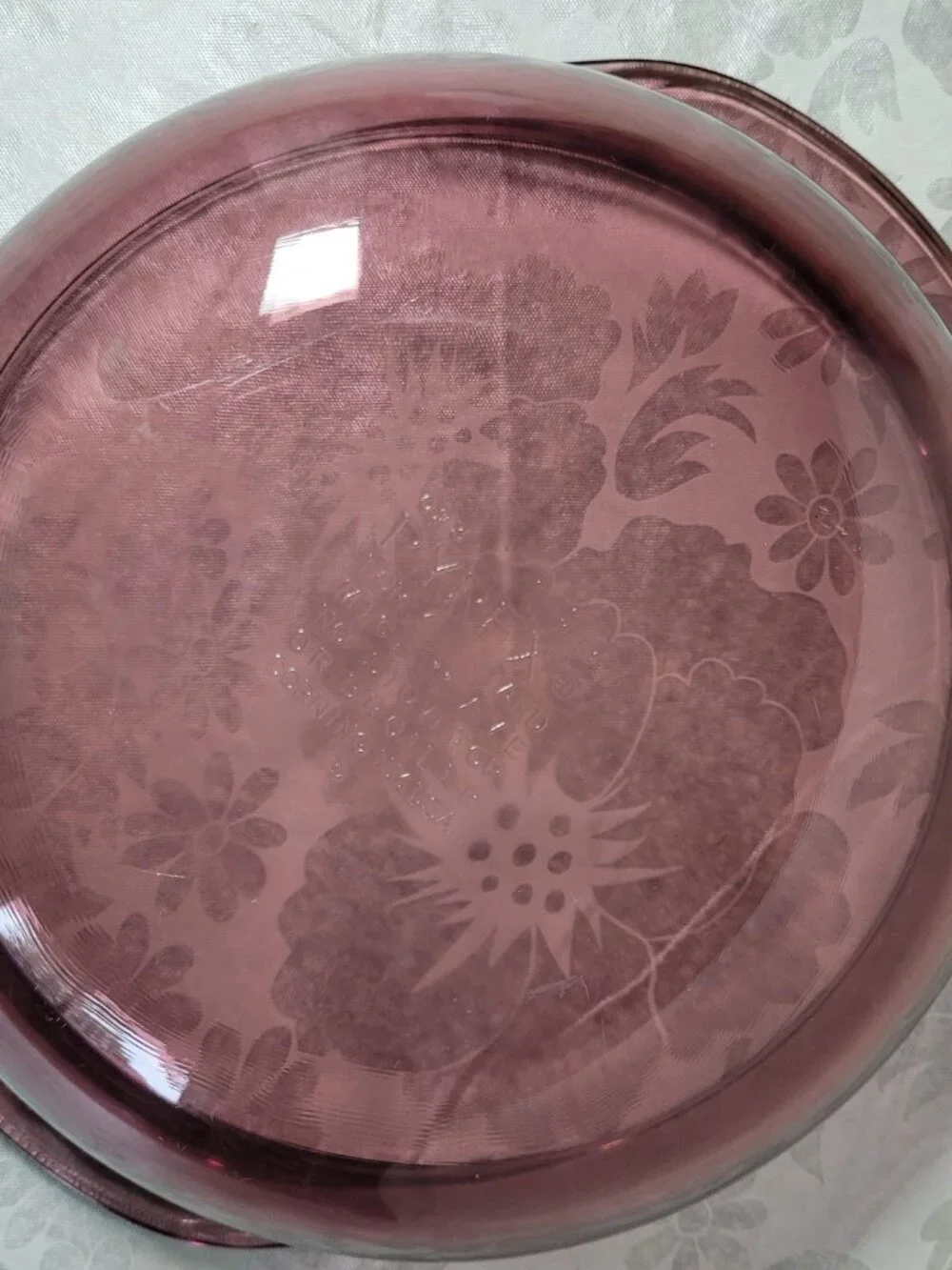 Vintage Pyrex Cranberry Glass Casserole Bowl Dish #023 1.5L 8
